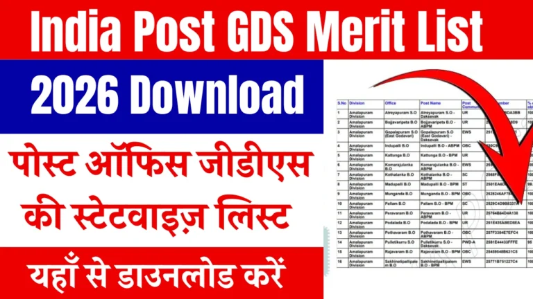 India Post GDS Merit List 2026 Download